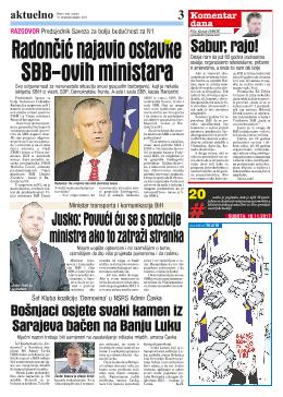 Radončić najavio ostavke SBB-ovih ministara