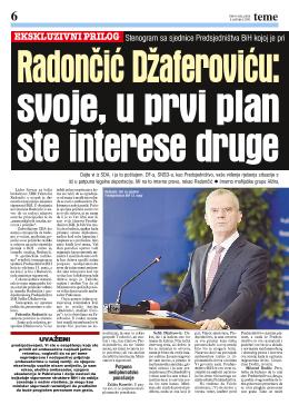 Radončić Džaferoviću: Umjesto svoje, u prvi plan ste stavili interese druge zemlje