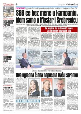 SBB će bez mene u kampanju, idem samo u Mostar i Srebrenicu
